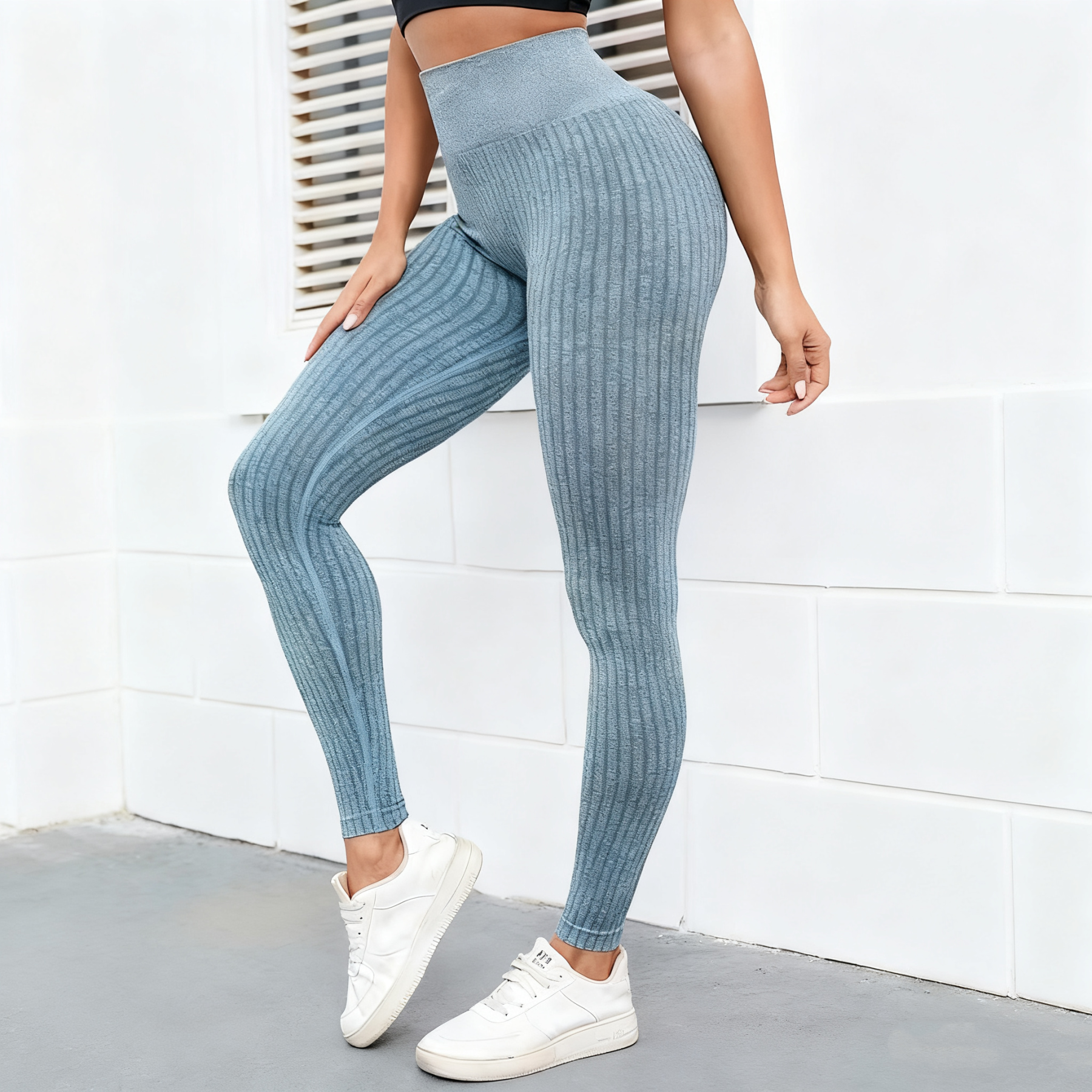 Women's Vertical Rib High-Elastic Yoga Pants