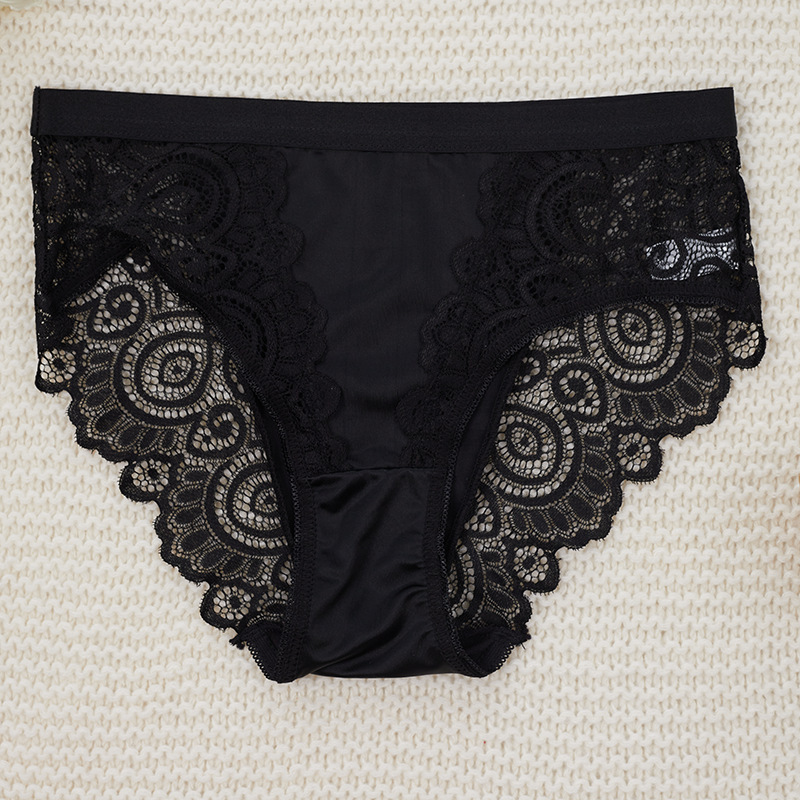 Black Swirl Lace Cheeky Seductive Panties