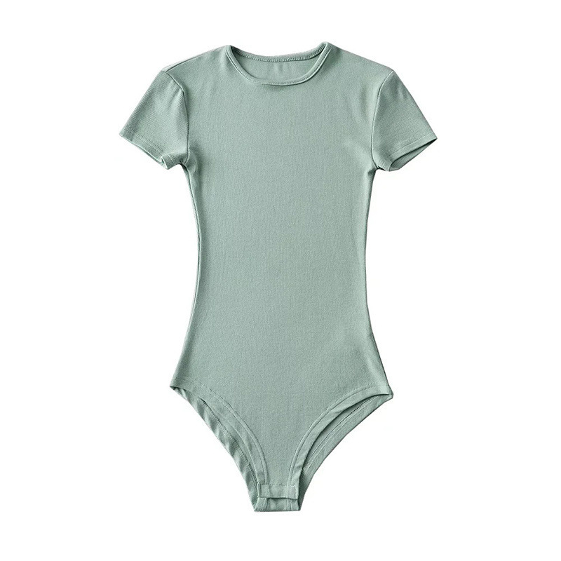 Slim Ribbed Crew Neck Short-Sleeve Stretchy Bodysuit ✨