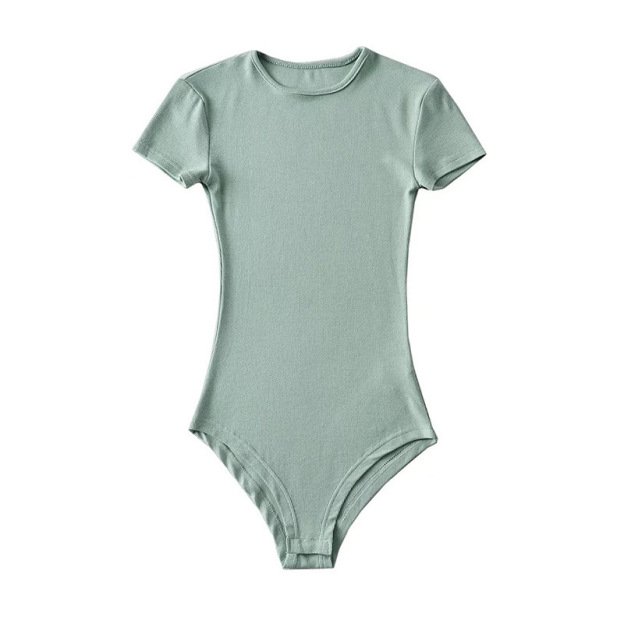 Slim Ribbed Crew Neck Short-Sleeve Stretchy Bodysuit ✨