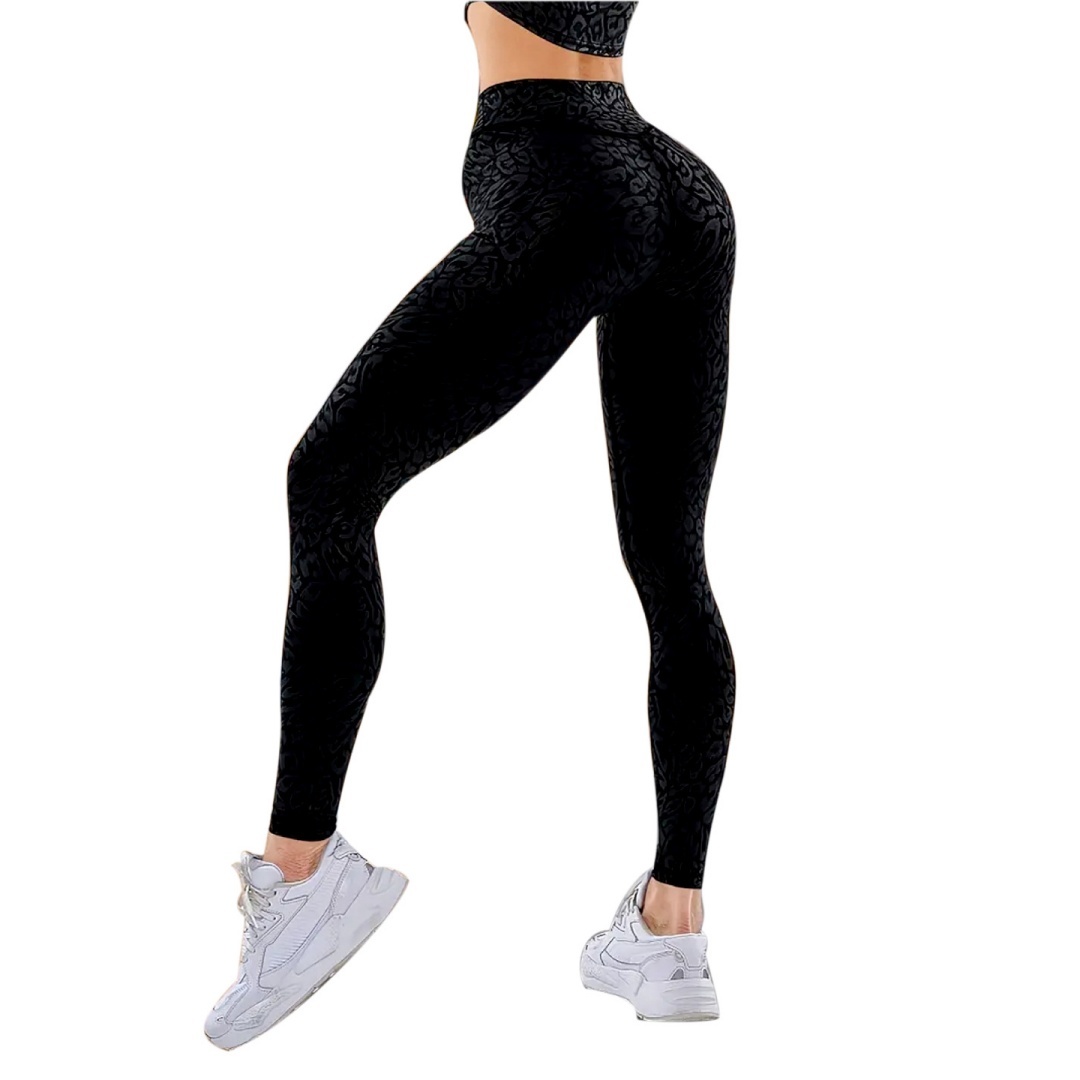 Black Leopard Print High Waist Leggings - Push Up Butt Lifting Gym Yoga Pants