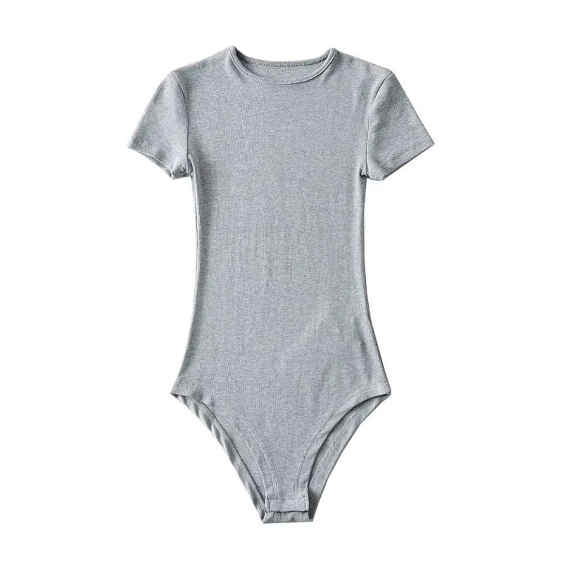 Slim Ribbed Crew Neck Short-Sleeve Stretchy Bodysuit ✨
