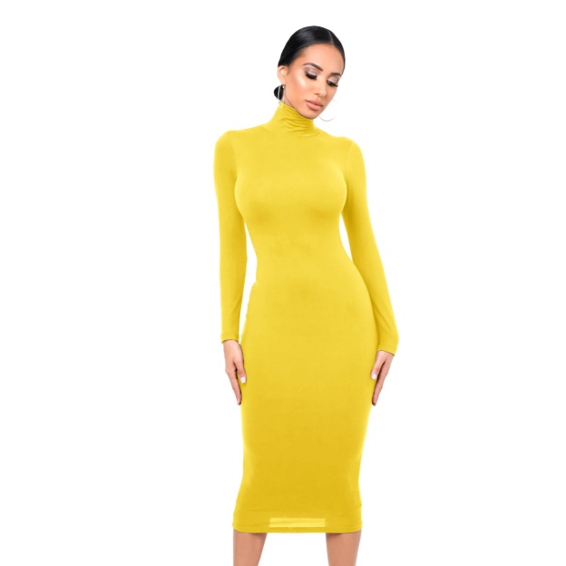 Sexy Turtleneck Bodycon Dress: Fleece-Lined & Slim-Fit