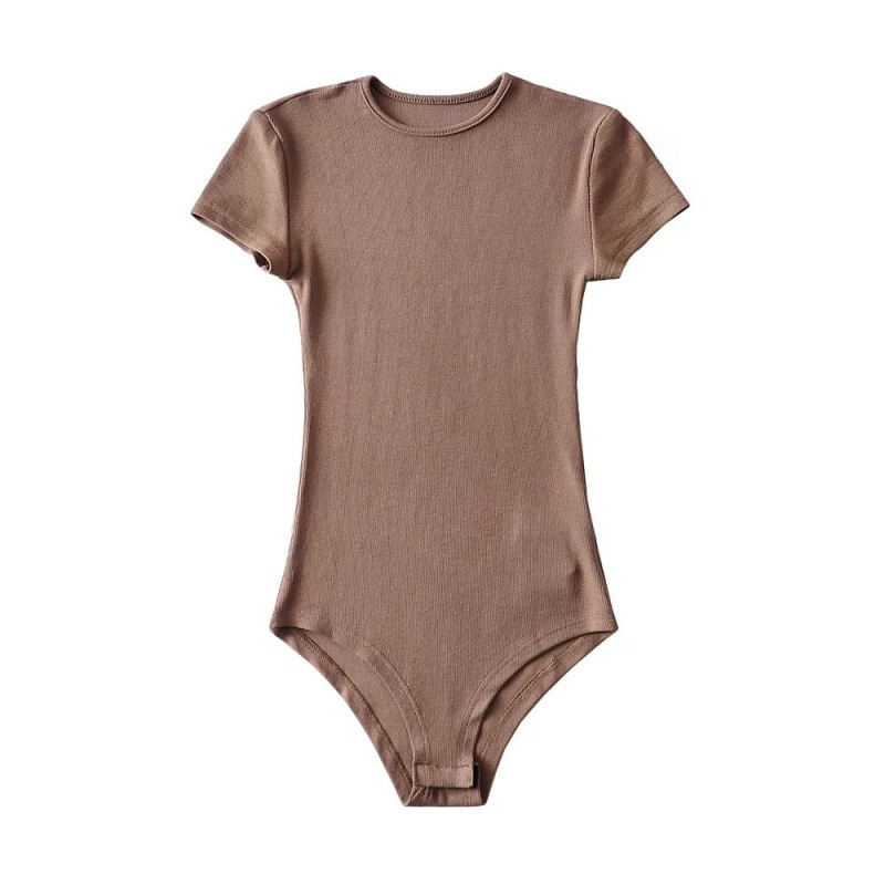 Slim Ribbed Crew Neck Short-Sleeve Stretchy Bodysuit ✨