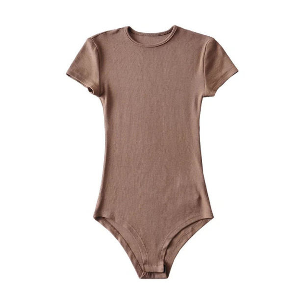 Slim Ribbed Crew Neck Short-Sleeve Stretchy Bodysuit ✨
