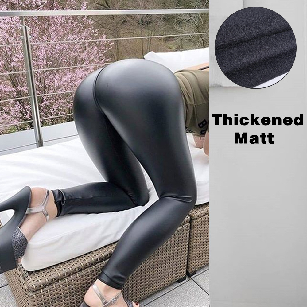 Ultra Slimming High Waist Leather Leggings - Tight Pencil Fit for Curves