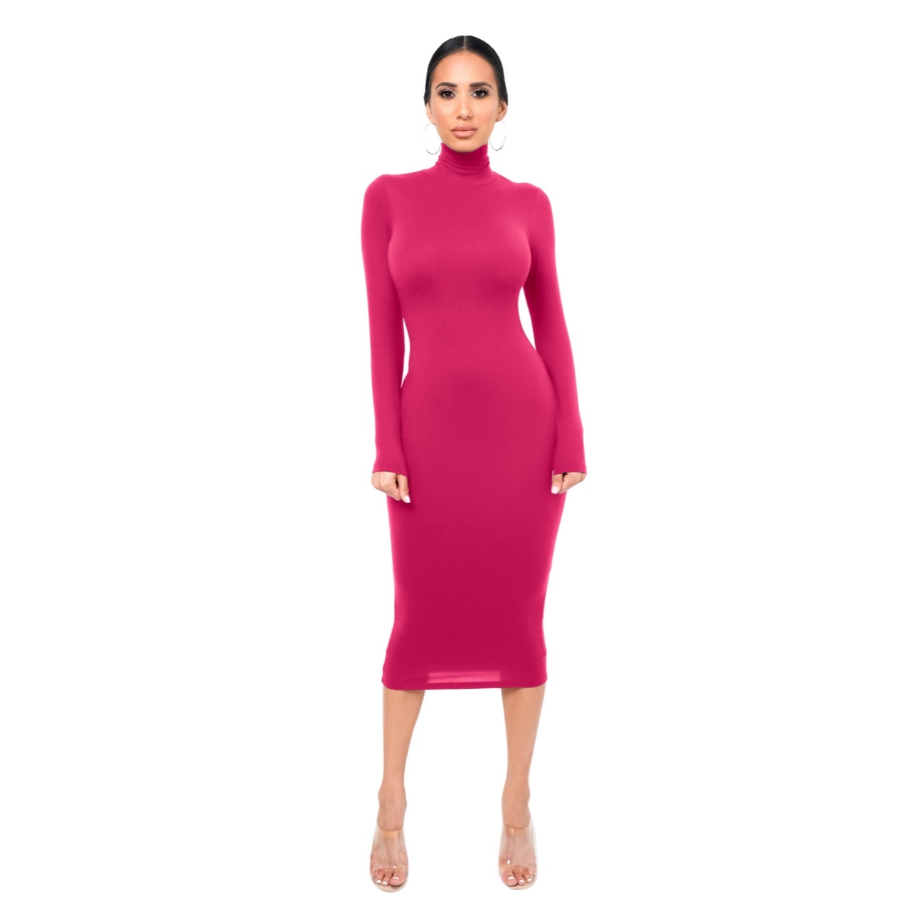 Sexy Turtleneck Bodycon Dress: Fleece-Lined & Slim-Fit