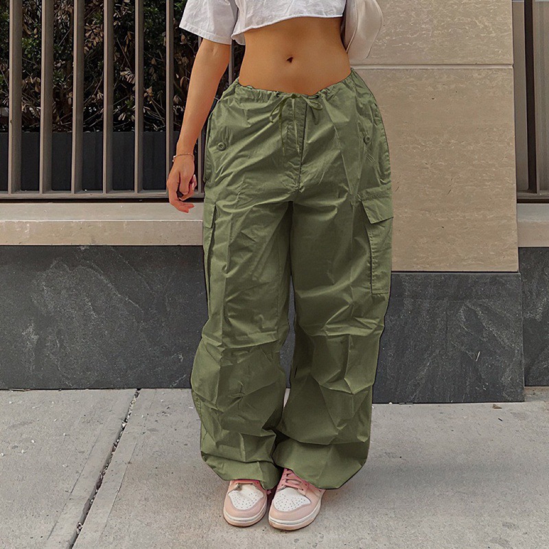 Plus Size Slimming Cargo Pants: Fall Loose Low Waist Streetwear Cuffed Ankle