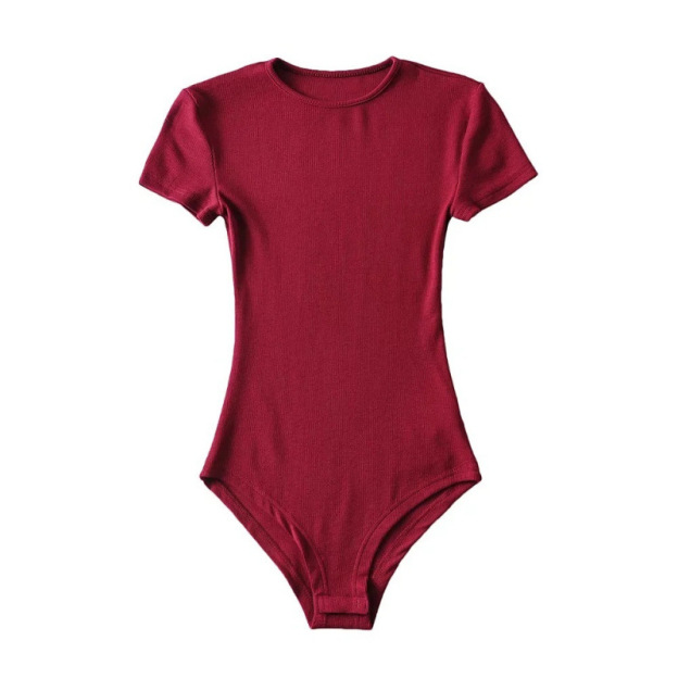 Slim Ribbed Crew Neck Short-Sleeve Stretchy Bodysuit ✨