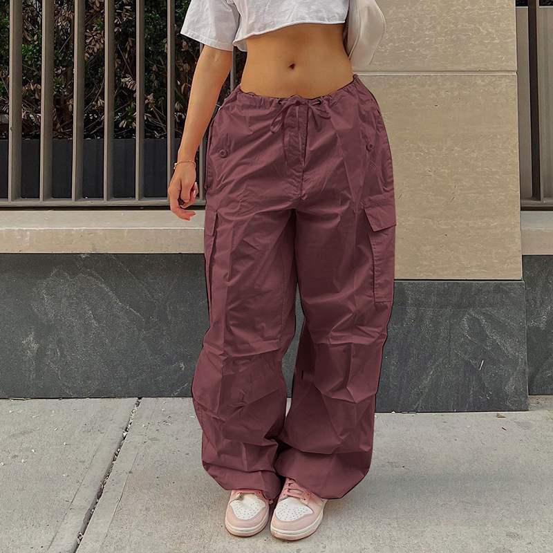 Plus Size Slimming Cargo Pants: Fall Loose Low Waist Streetwear Cuffed Ankle
