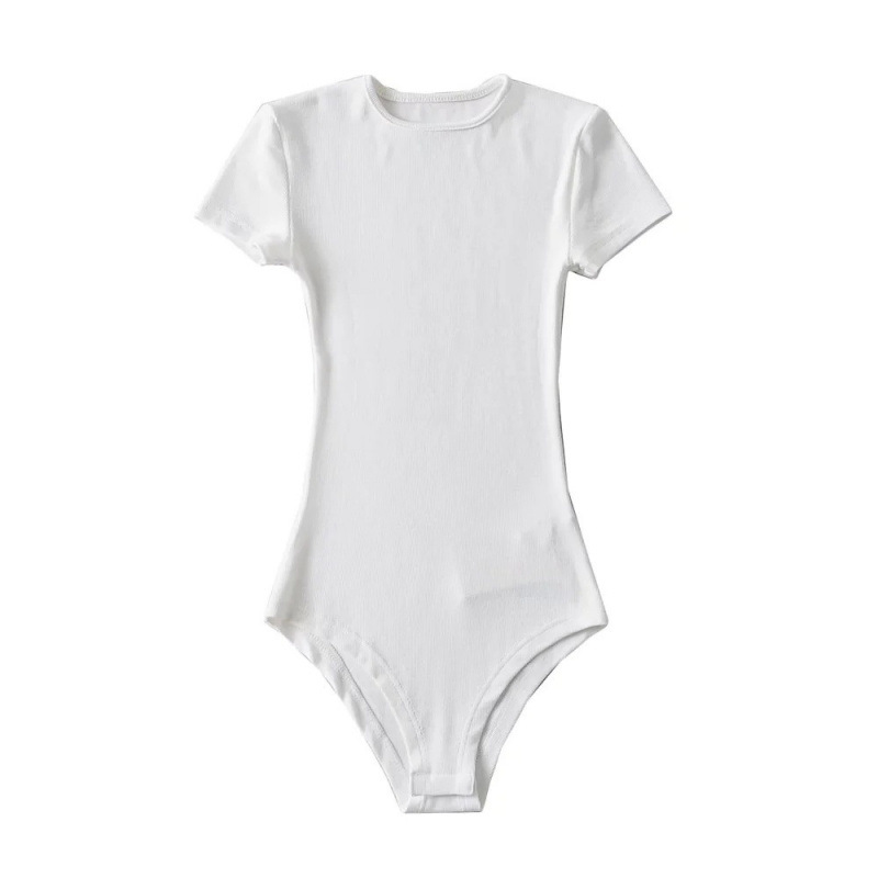 Slim Ribbed Crew Neck Short-Sleeve Stretchy Bodysuit ✨