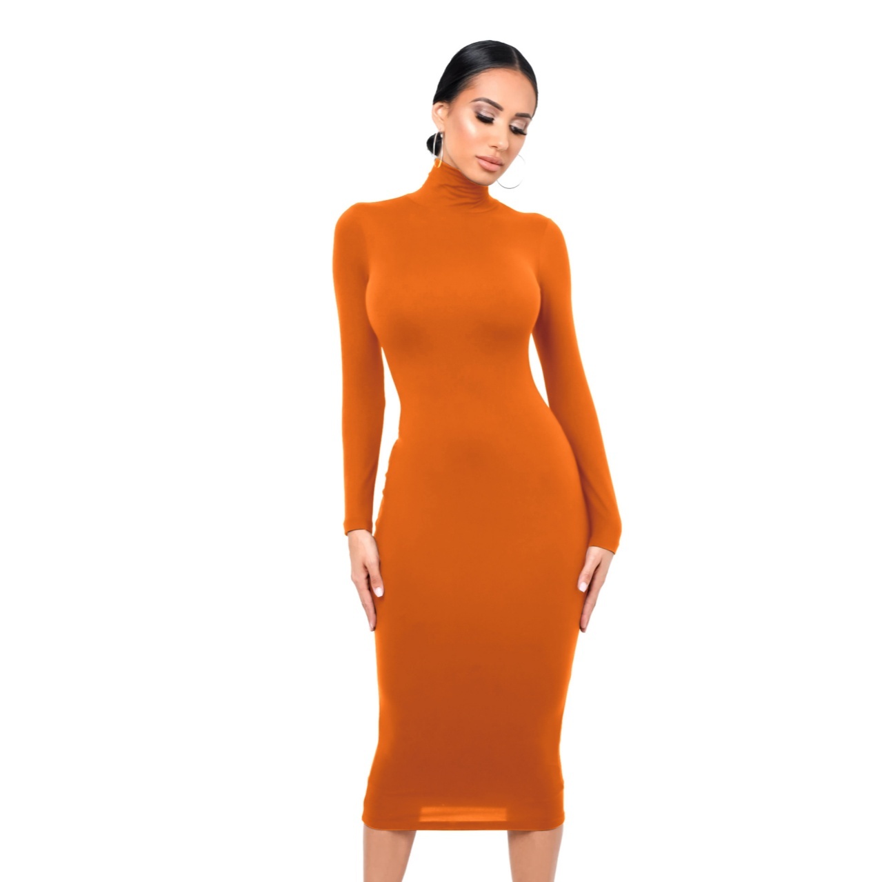 Sexy Turtleneck Bodycon Dress: Fleece-Lined & Slim-Fit