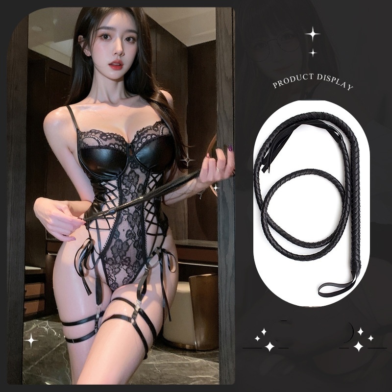 Tempting Fishnet & PU Leather Lingerie Bodysuit