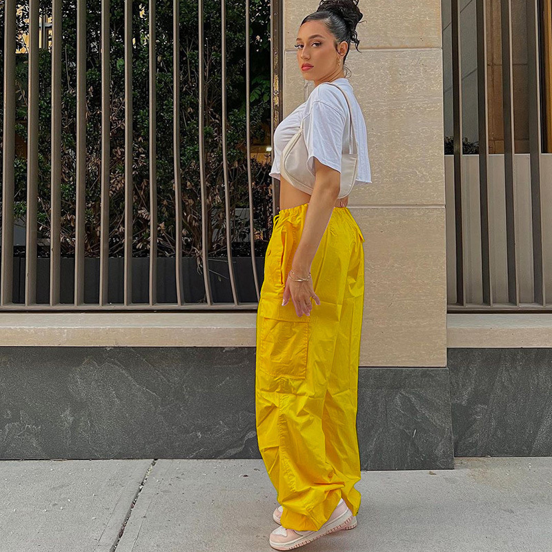 Plus Size Slimming Cargo Pants: Fall Loose Low Waist Streetwear Cuffed Ankle