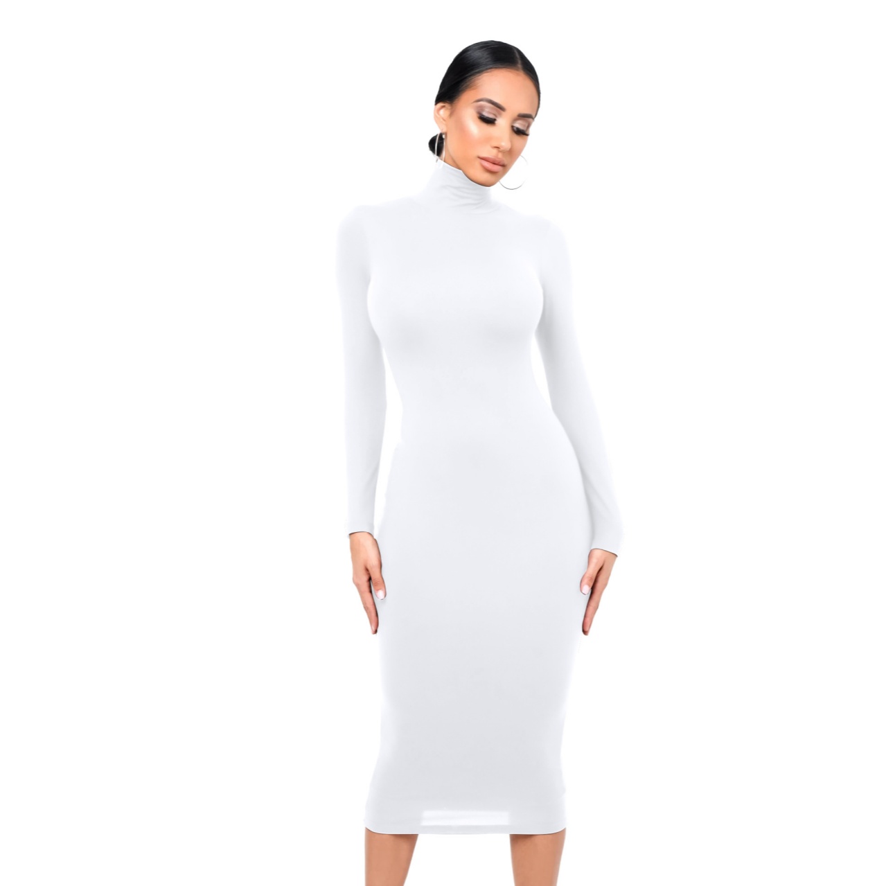 Sexy Turtleneck Bodycon Dress: Fleece-Lined & Slim-Fit