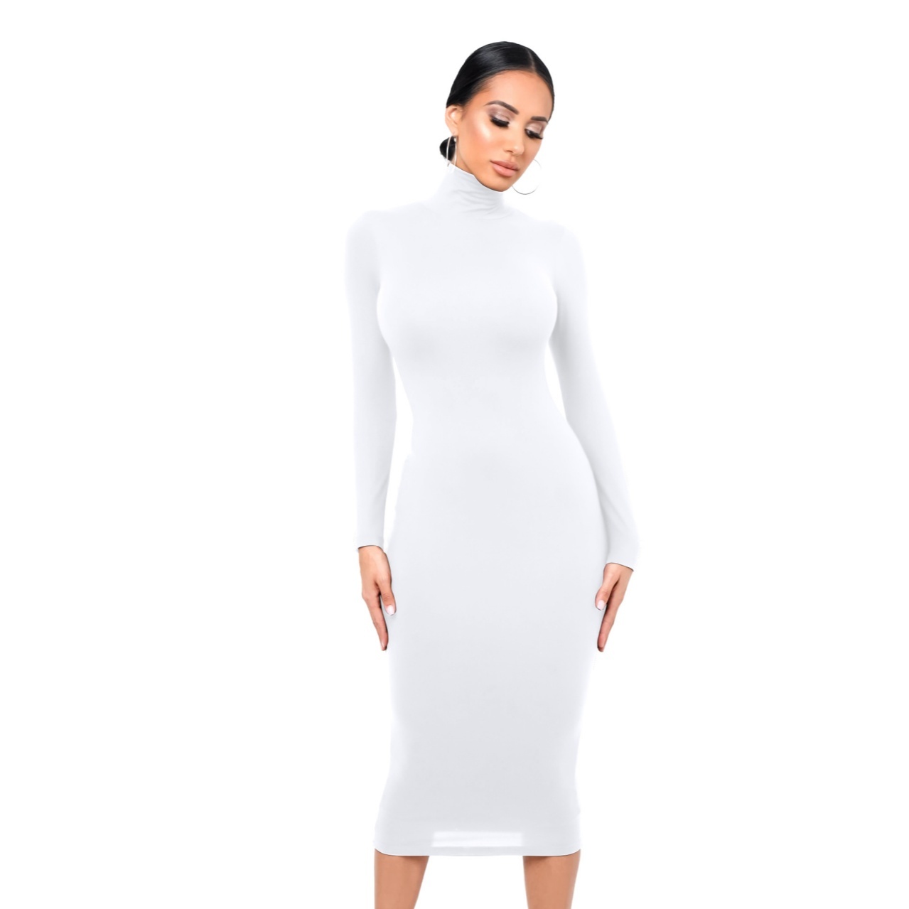 Sexy Turtleneck Bodycon Dress: Fleece-Lined & Slim-Fit