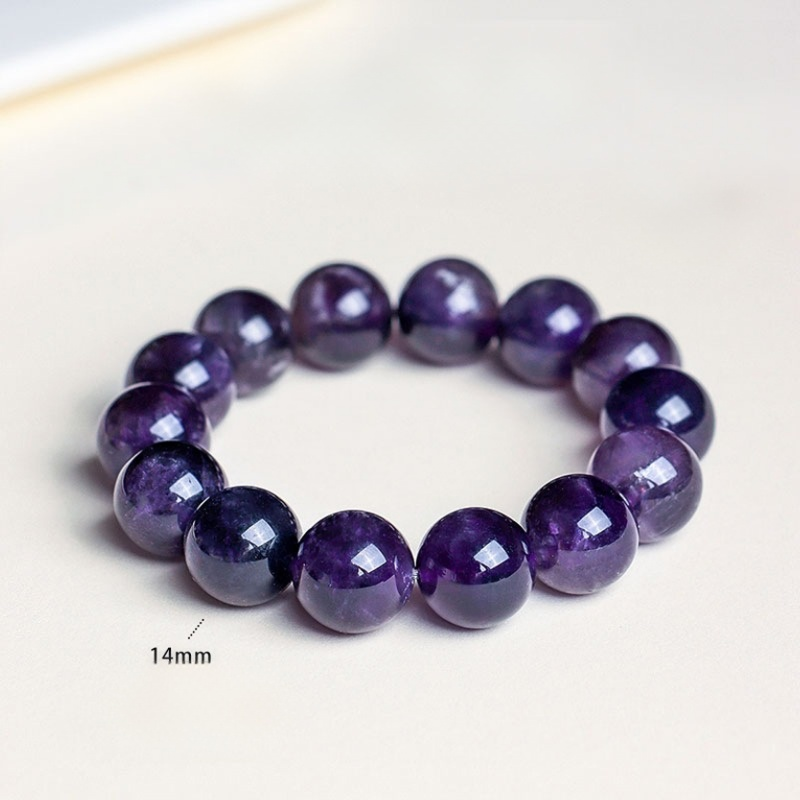 Natural Uruguay Amethyst Round Bead Bracelet