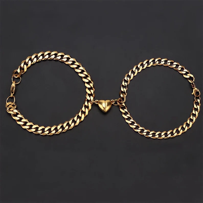  Metal Chain Heart Magnetic Couple Bracelet 