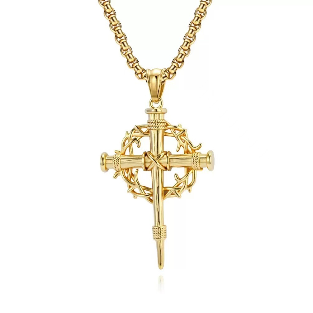 Thorn Crown Nail Cross Necklace