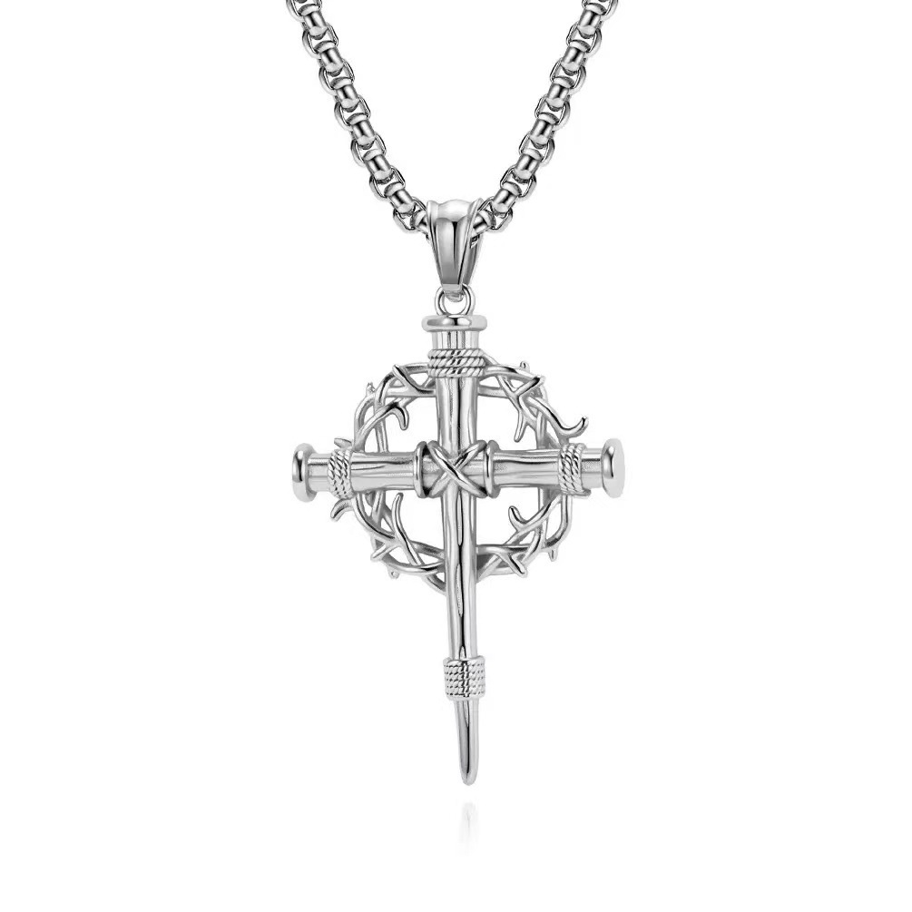 Thorn Crown Nail Cross Necklace