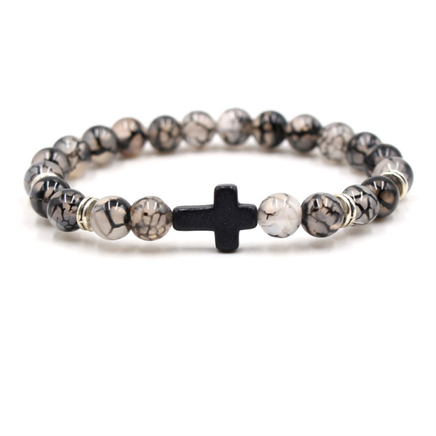 Multi-Color Beaded Cross Bracelet