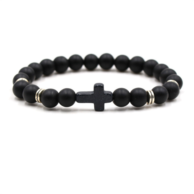 Multi-Color Beaded Cross Bracelet
