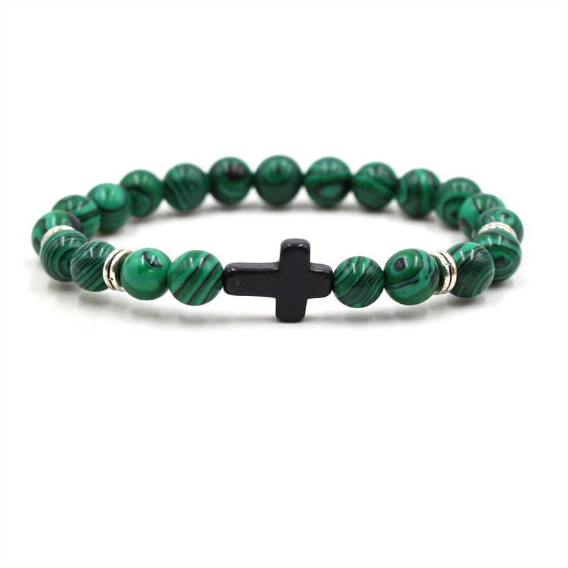 Multi-Color Beaded Cross Bracelet