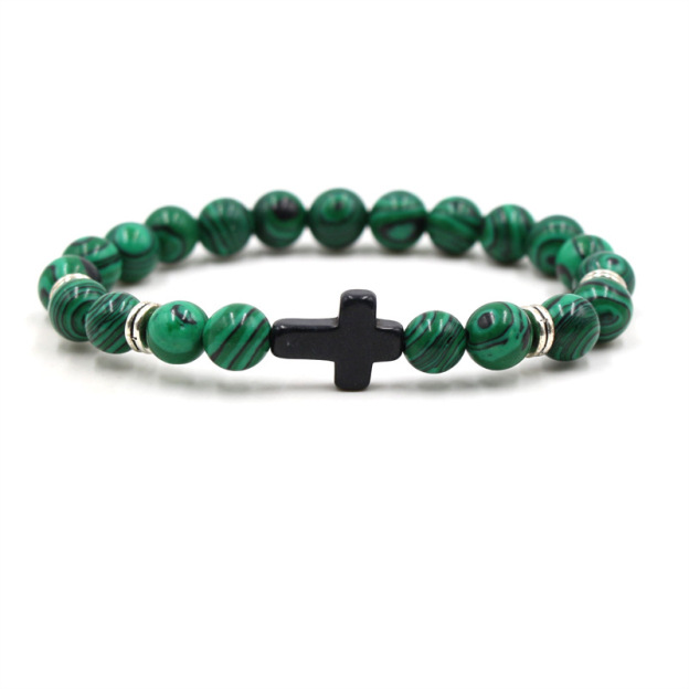 Multi-Color Beaded Cross Bracelet