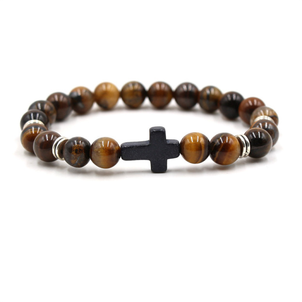 Multi-Color Beaded Cross Bracelet