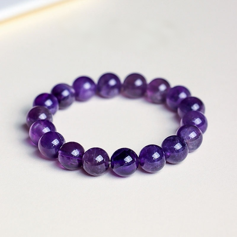 Natural Uruguay Amethyst Round Bead Bracelet