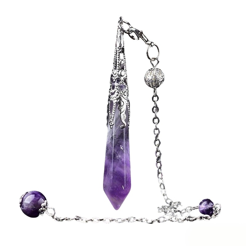 Natural Amethyst Double Terminated Point Pendulum Pendant