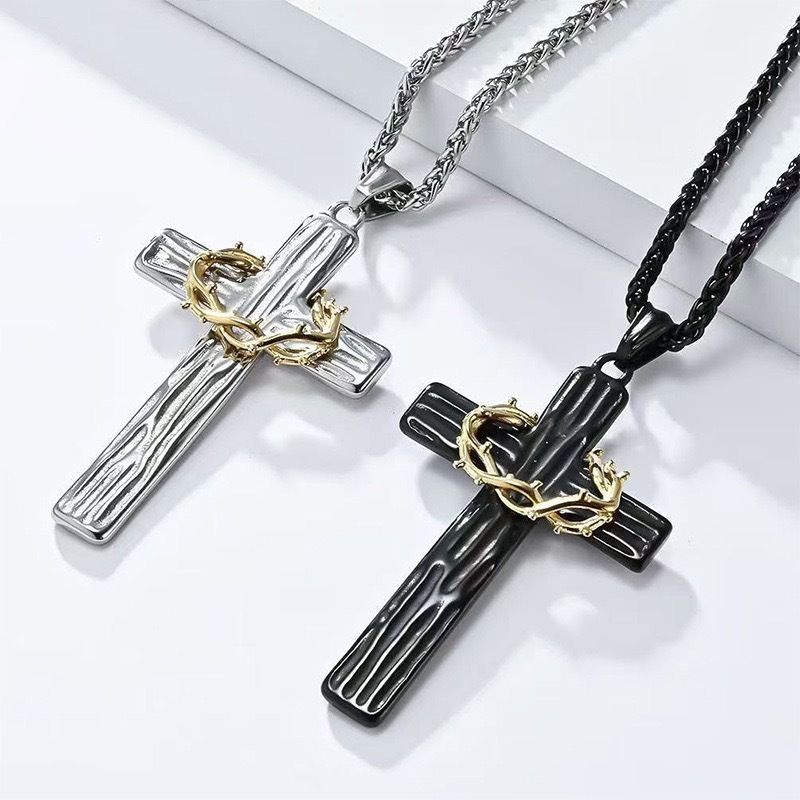 Thorn Cross Two-Tone Necklace