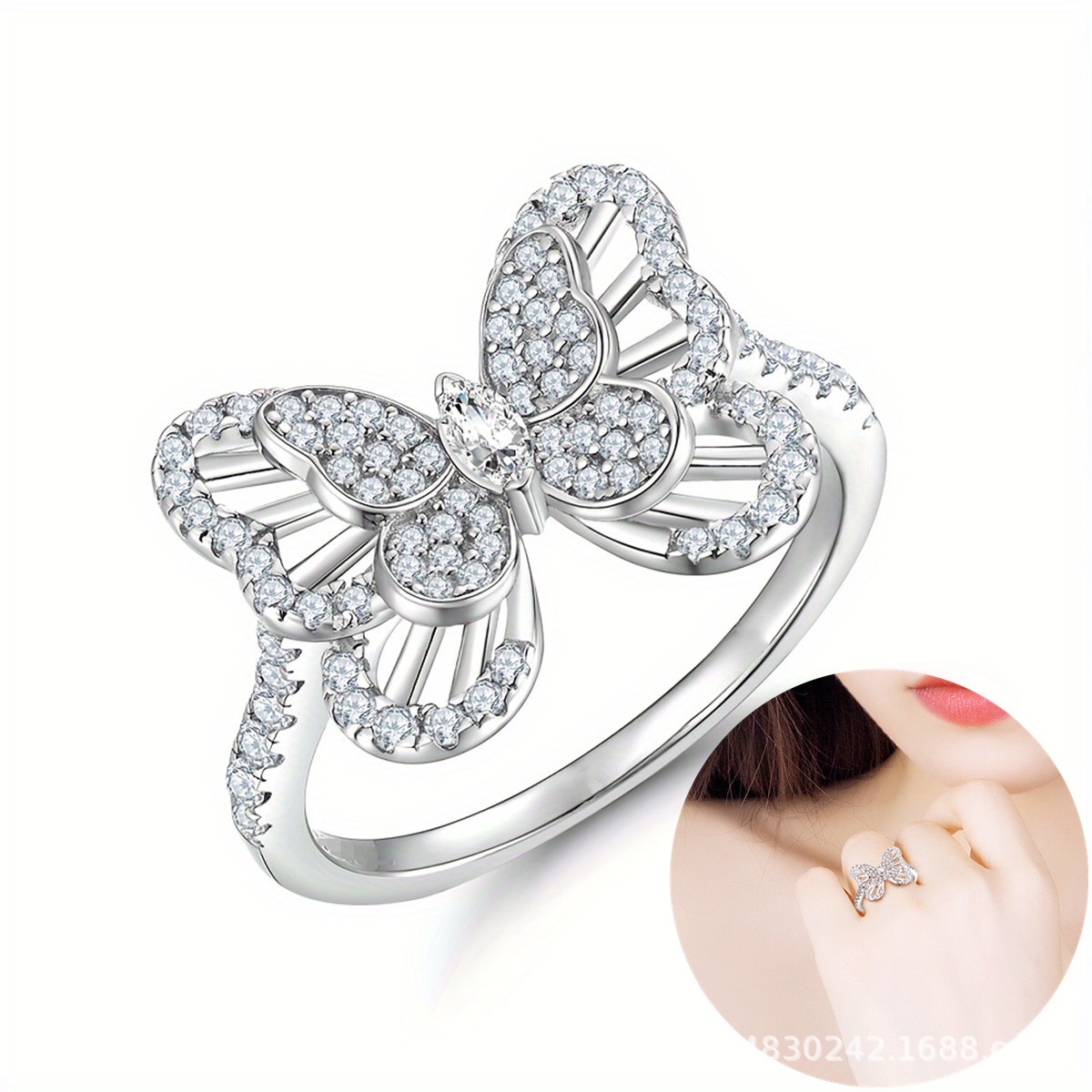 「Butterfly Glow」Openwork Pavé Butterfly Ring