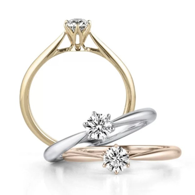 Three-Tone Twisted Band Solitaire Diamond Ring - 18K Gold Light Luxury Niche Engagement Band