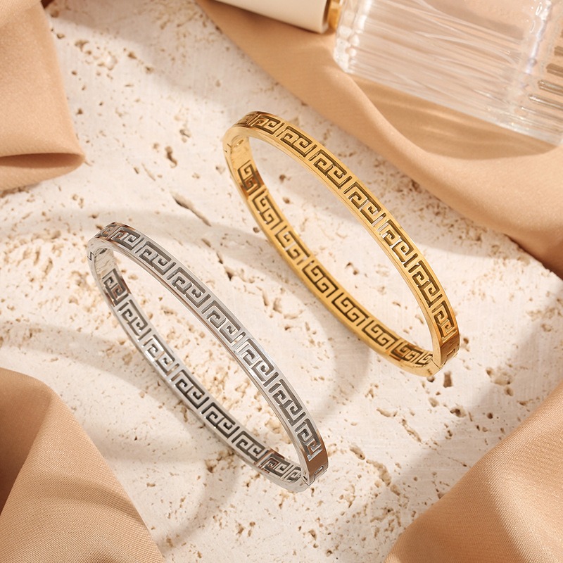 Timeless Greek Key Meander Bangle 