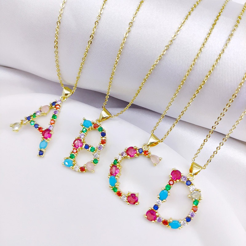 Personalized Colorful Gemstone Initial Necklace