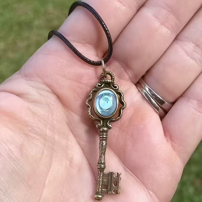 Vintage Hecate Key Natural Gemstone Necklace