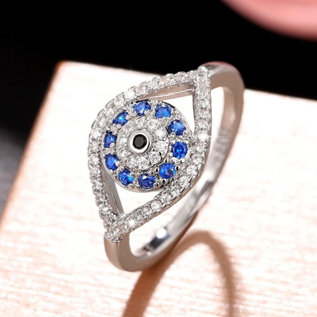 Classic Pavé Evil Eye Protection Ring