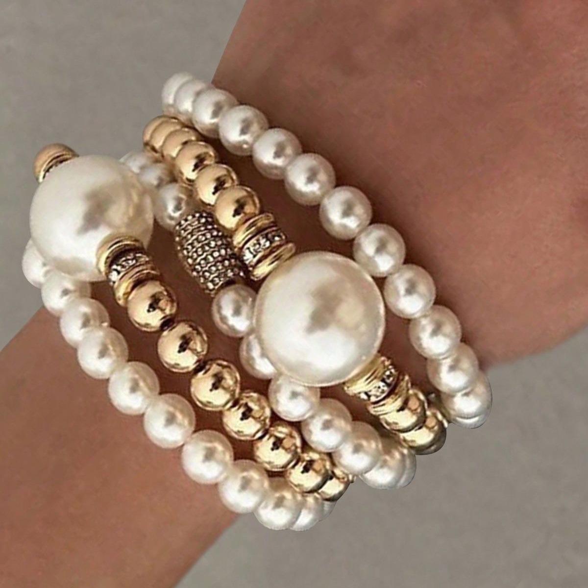 5-Piece French Style Pearl Bracelet Set