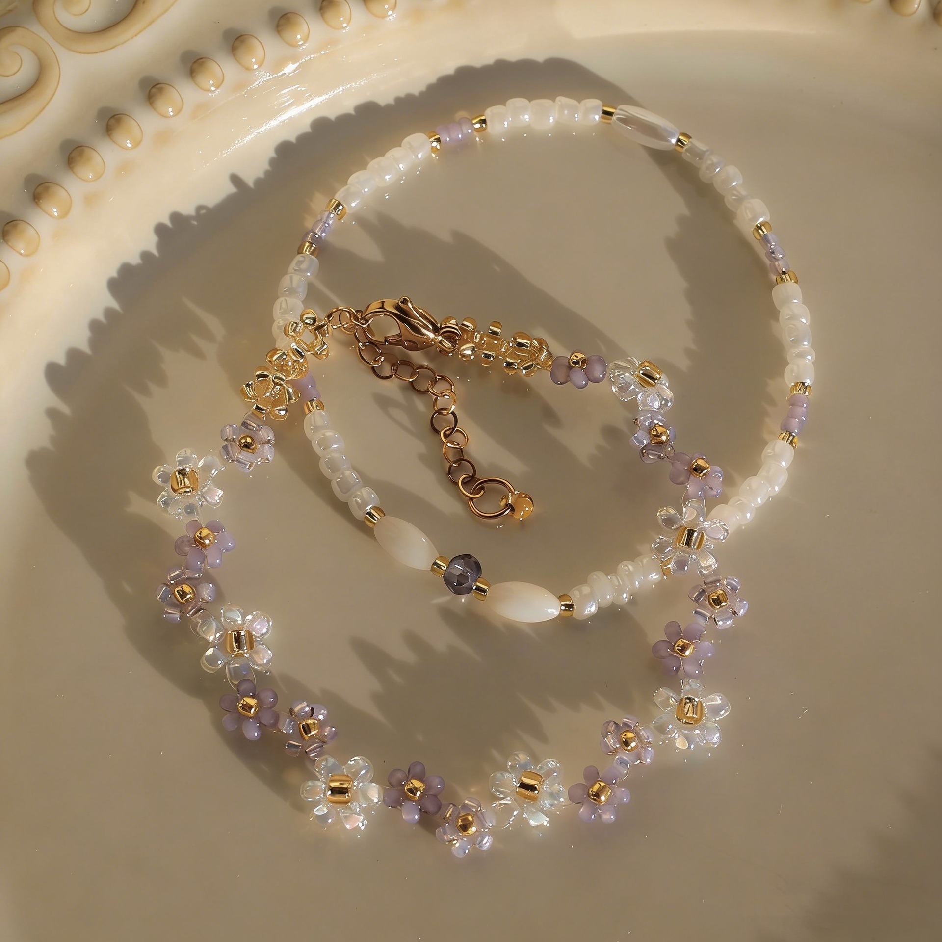 Artisan Hand-Strung Flower Beaded Bracelet