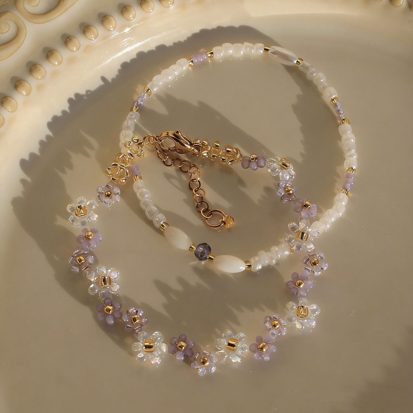 Artisan Hand-Strung Flower Beaded Bracelet