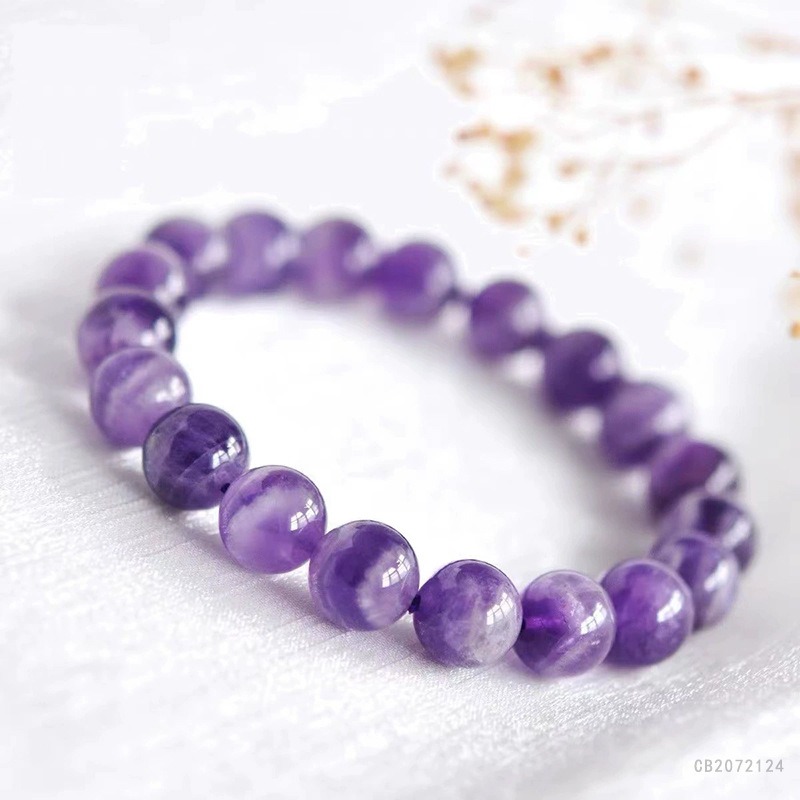 Natural Uruguay Amethyst Round Bead Bracelet