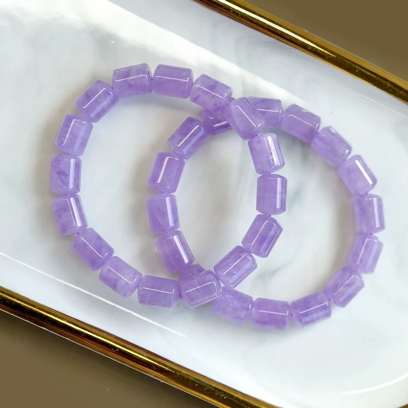 Natural Lavender Amethyst Barrel Bead Bracelet 