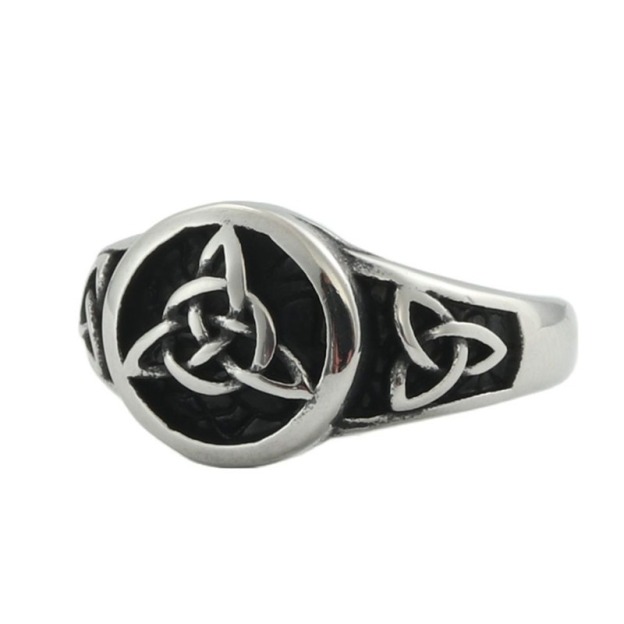 S925 Sterling Silver Vintage Oxidized Celtic Triquetra Signet Ring