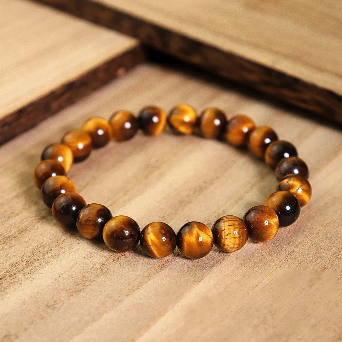 5A Grade Natural Yellow Tiger's Eye Bead Bracelet