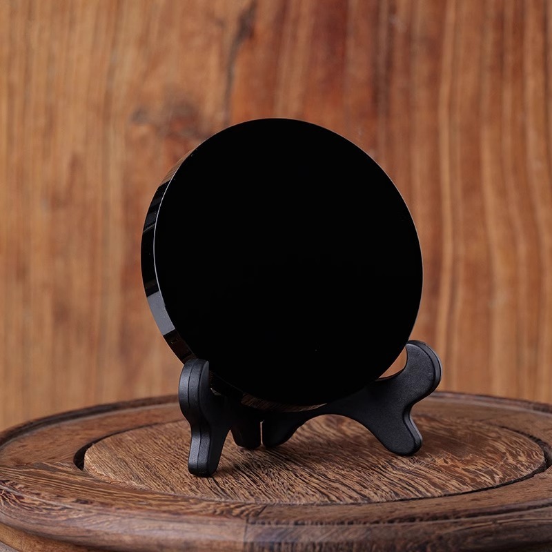 Natural Black Obsidian Protective Mirror