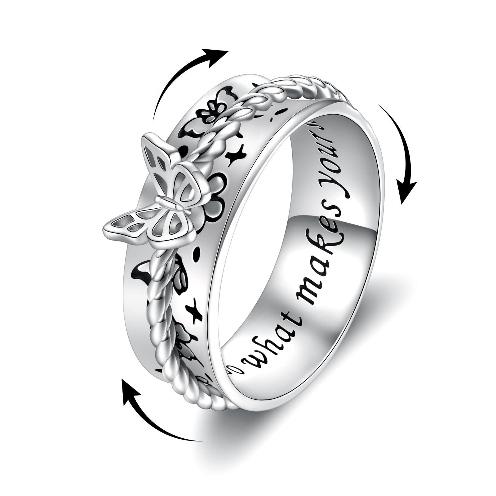 Sterling Silver Butterfly Spinner Ring