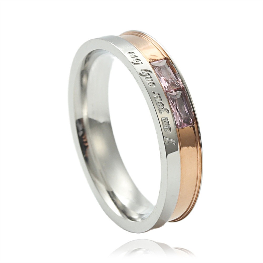 316L Stainless Steel Couple Engraved Ring Set