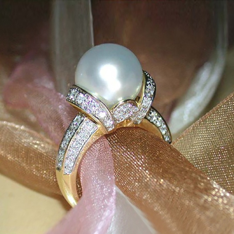 18K Gold Wrapped Lustrous Pearl Ring