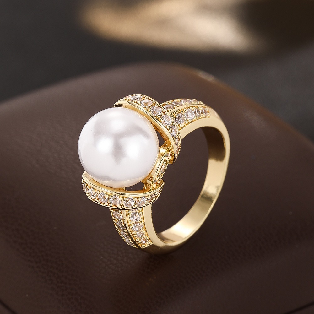 18K Gold Wrapped Lustrous Pearl Ring